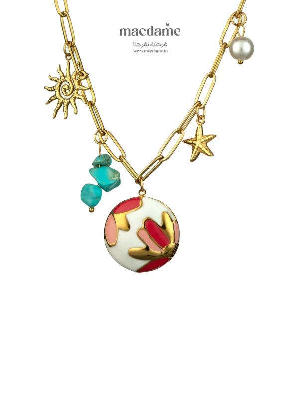 Collier Soleil d’Été – collier femme en acier 316L, bijou cadeau Macdame