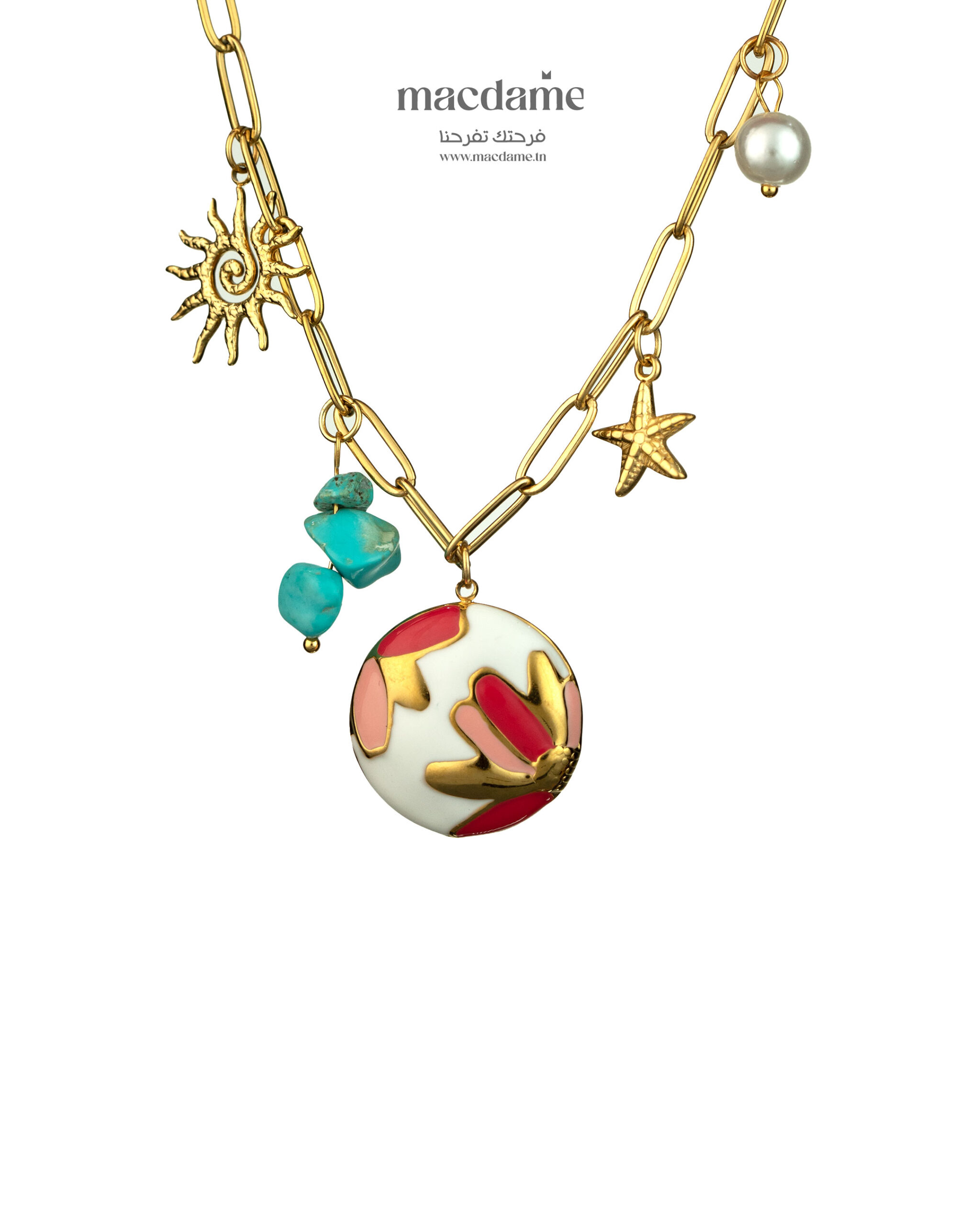 Collier Soleil d’Été – collier femme en acier 316L, bijou cadeau Macdame