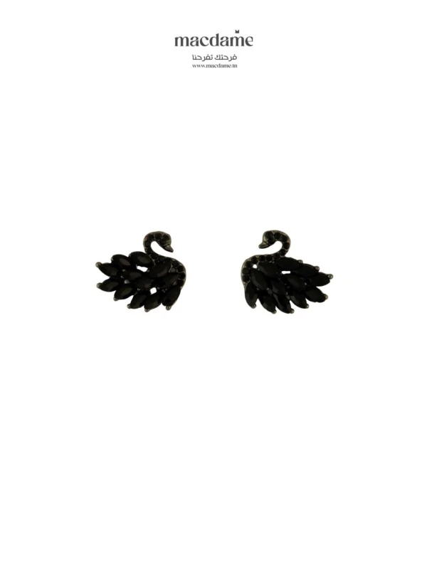 boucle Cygne Noir – boucles d'oreilles femme en acier 316L, bijou cadeau Macdame