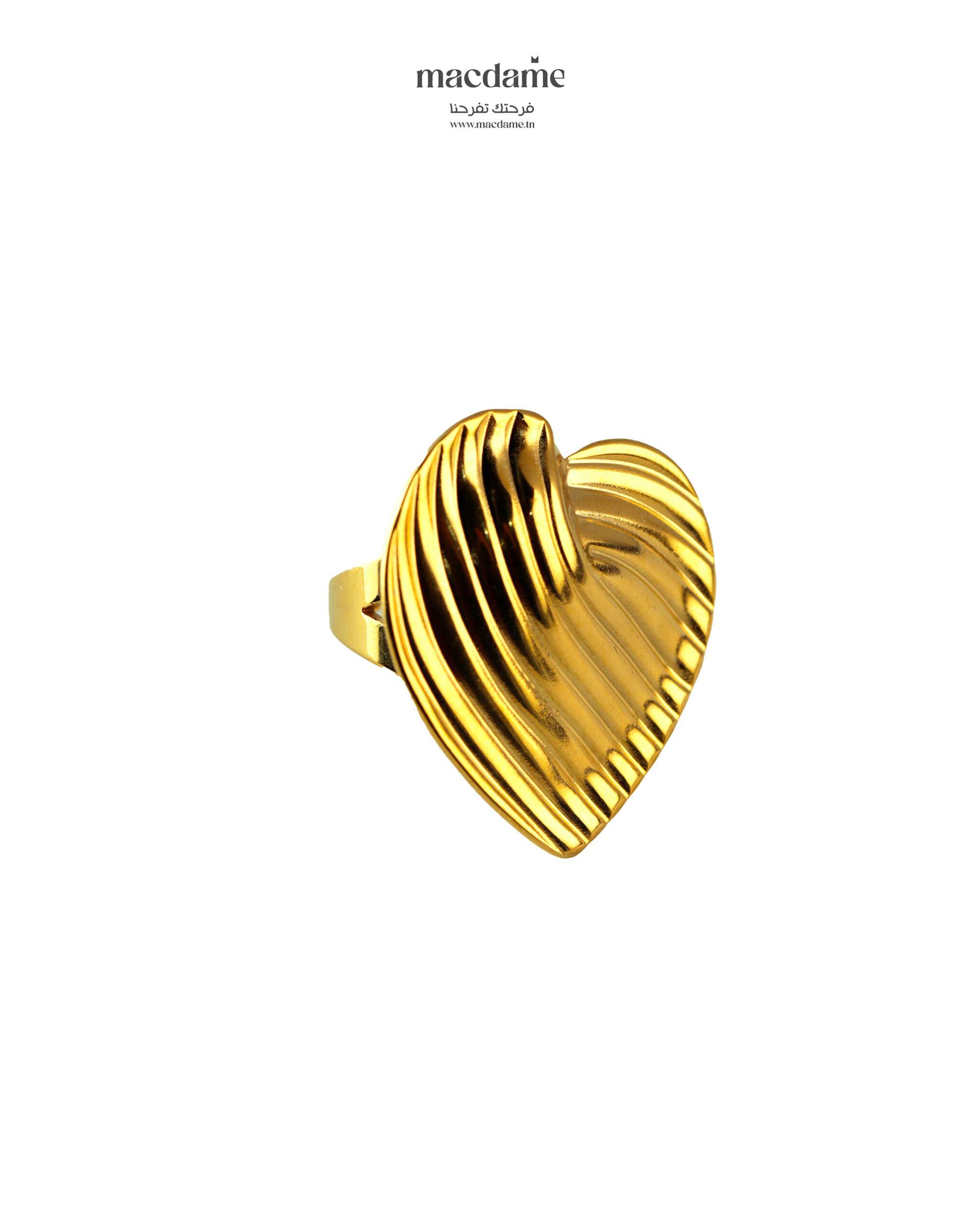 Bague Heart Ribbed – bague femme en acier 316L, photo 5