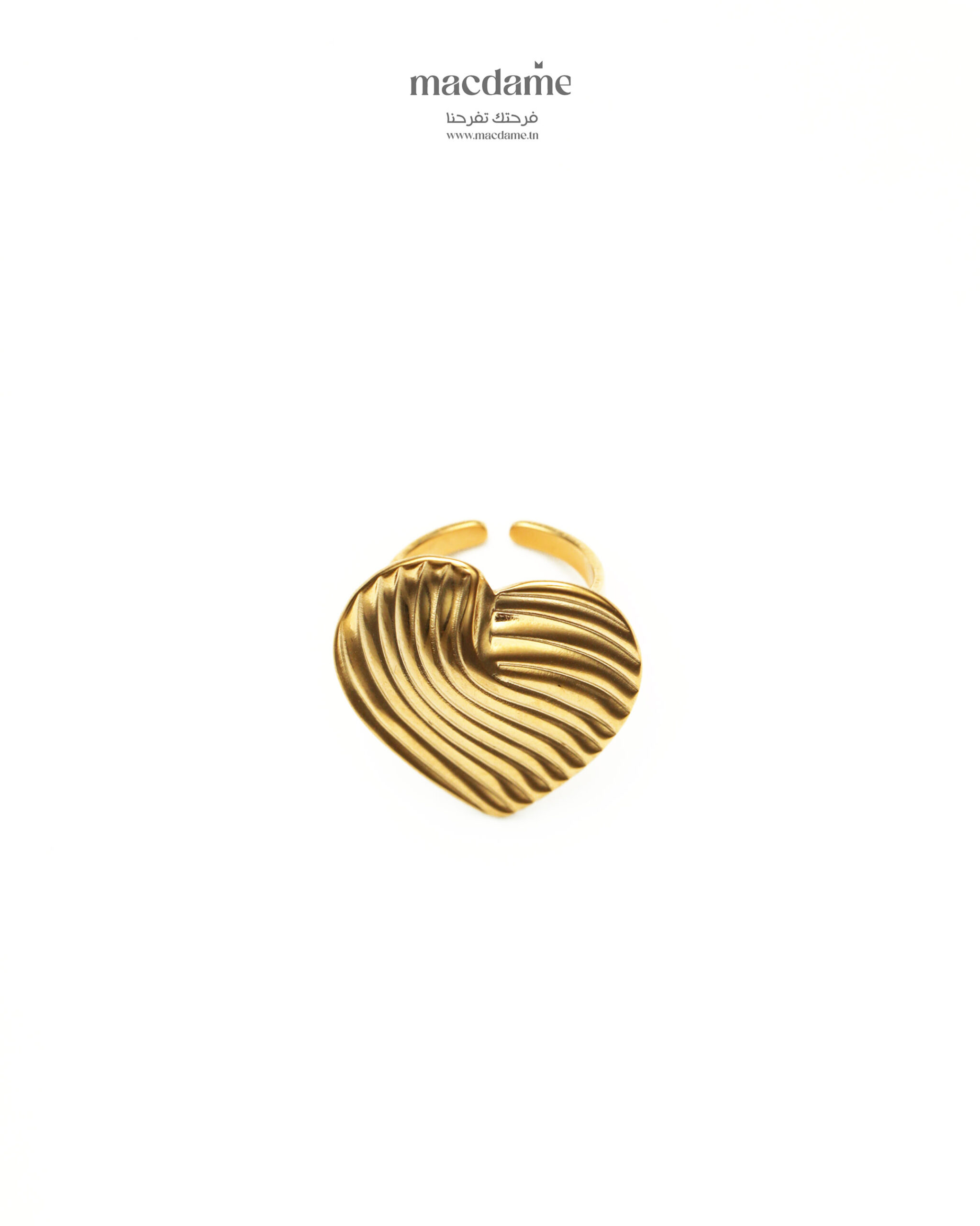 Bague Heart Ribbed – bague femme en acier 316L, photo 4