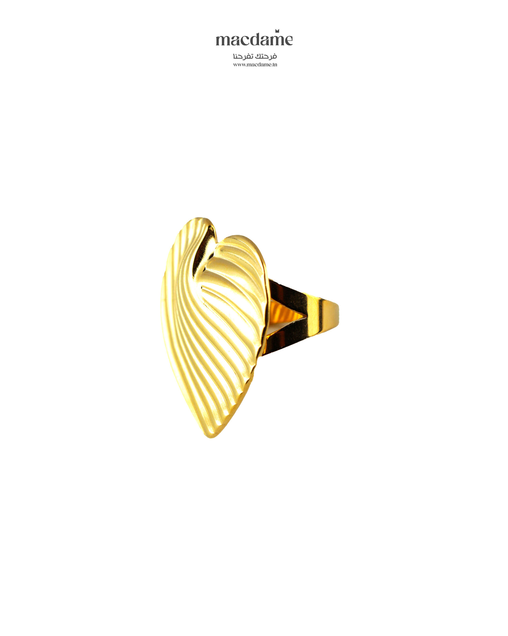 Bague Heart Ribbed – bague femme en acier 316L, photo 3