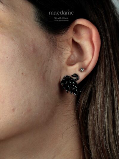 boucle Cygne Noir – boucles d'oreilles femme en acier 316L, photo 2