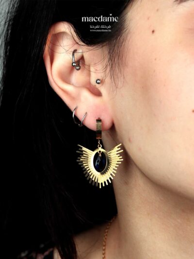 Boucles d'Oreilles Architecture Dorée – boucles d'oreilles femme en acier 316L, photo 2