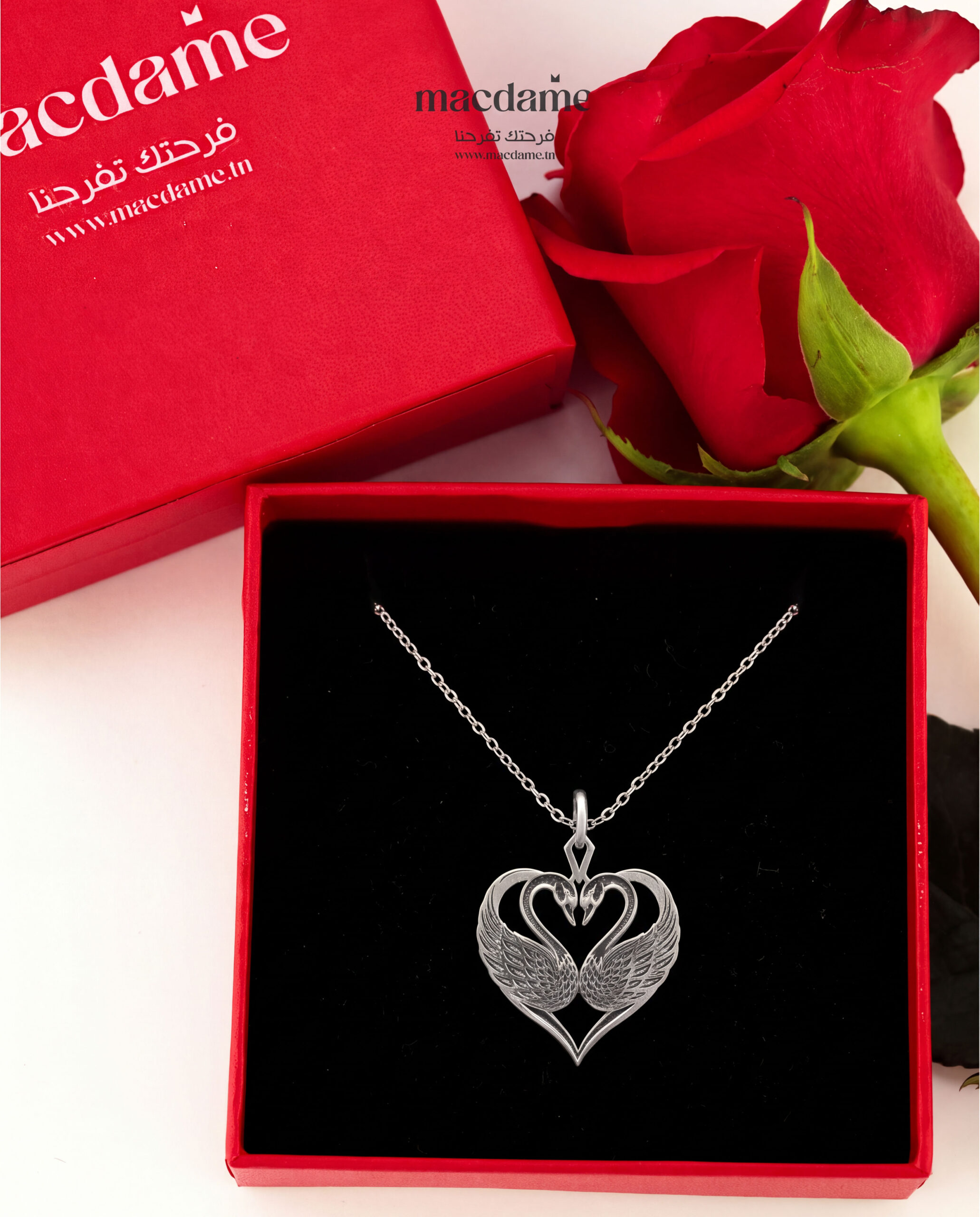 Collier Swan Love – collier femme en argent 925, bijou cadeau Macdame